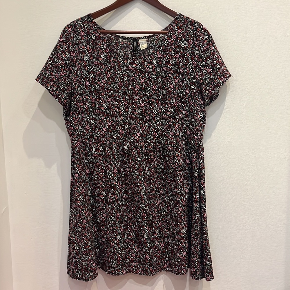 H&M Black and Floral Loose Dress
